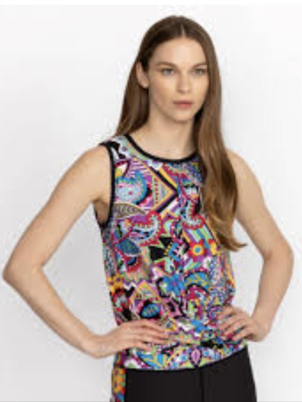 Johnny Was Bee Active Crossover Demarne Print Tank Top XS